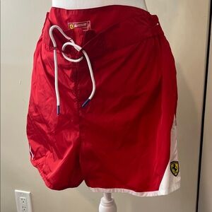 Ferrari Red and White Athletic Men's Shorts